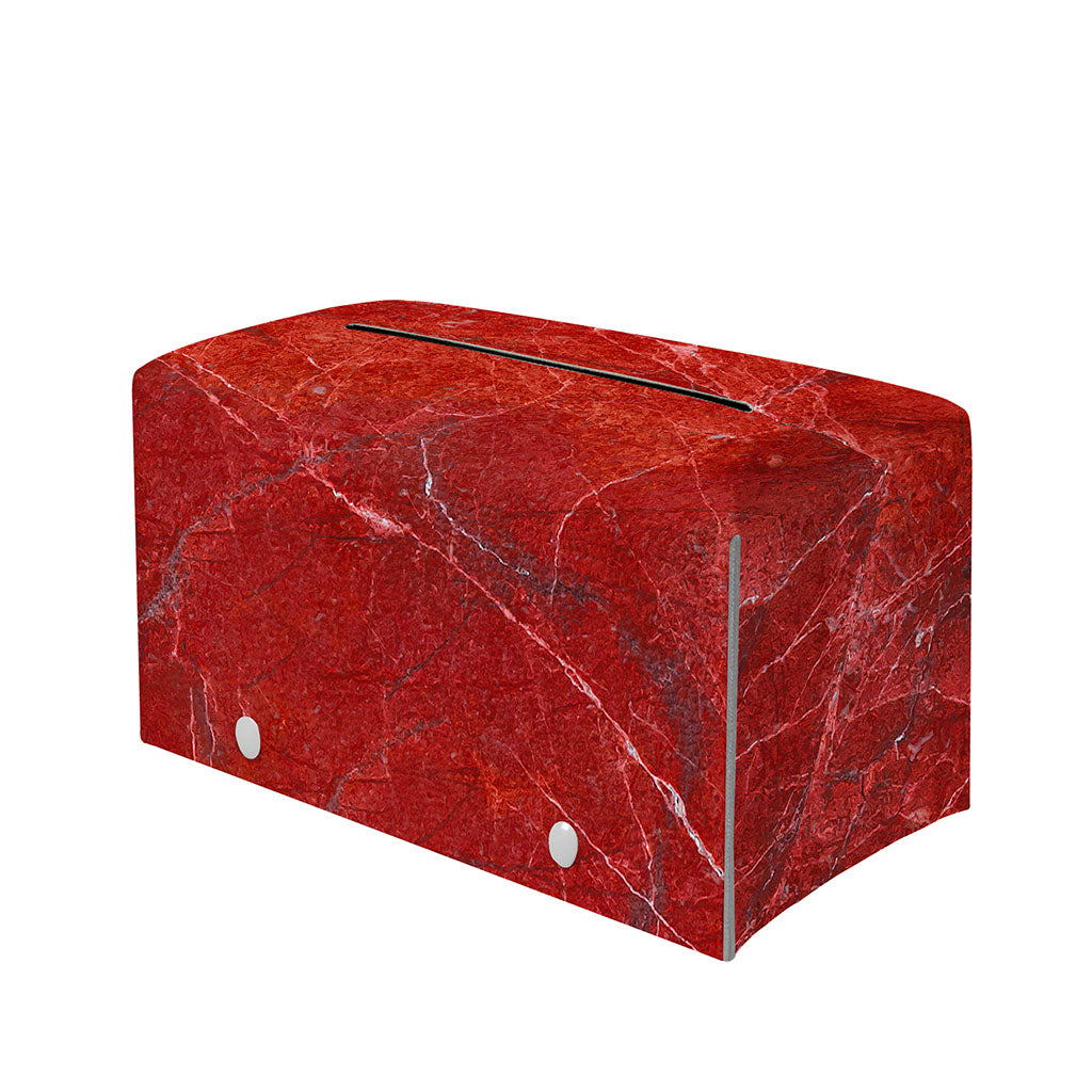 Red Marble Print Leather Tissue Box Cover