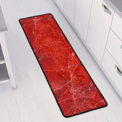 Red Marble Print Long Kitchen Mat