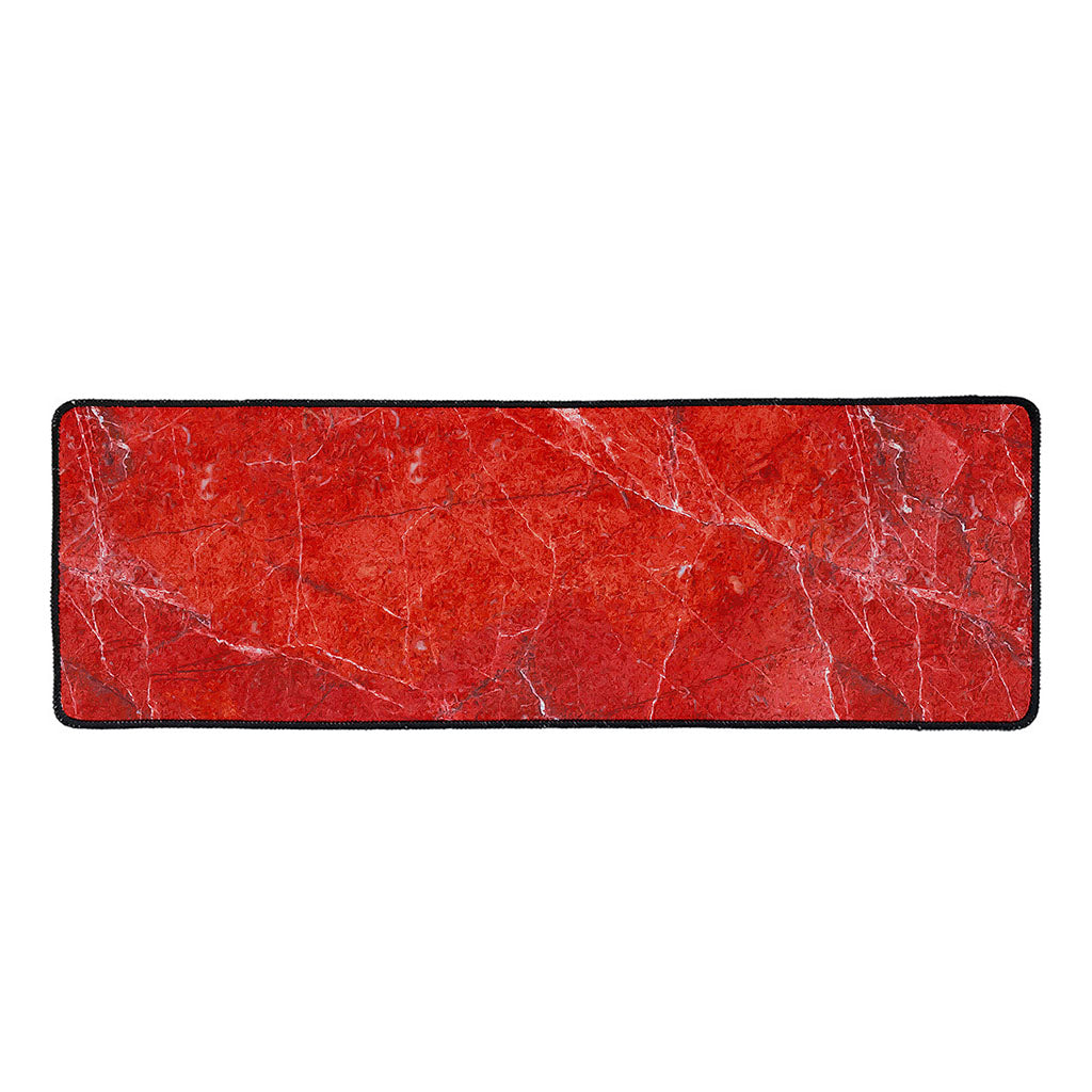 Red Marble Print Long Kitchen Mat