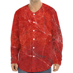 Red Marble Print Long Sleeve Baseball Jersey