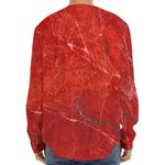 Red Marble Print Long Sleeve Baseball Jersey