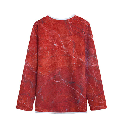 Red Marble Print Long Sleeve Short Coat