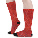 Red Marble Print Long Socks