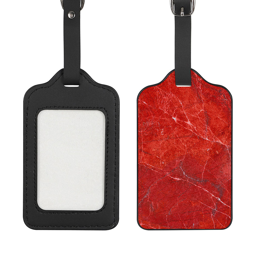 Red Marble Print Luggage Tag