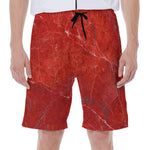 Red Marble Print Men's Beach Shorts