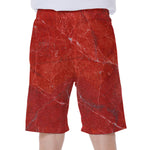Red Marble Print Men's Beach Shorts