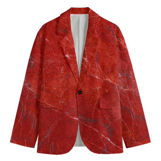 Red Marble Print Men's Blazer
