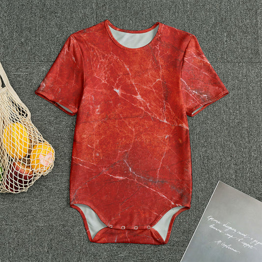 Red Marble Print Men's Bodysuit