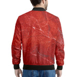 Red Marble Print Men's Bomber Jacket