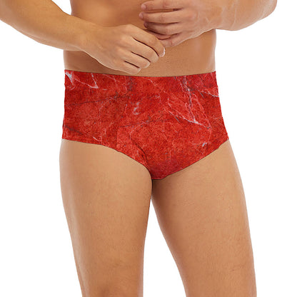 Red Marble Print Men's Briefs