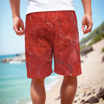 Red Marble Print Men's Cargo Shorts