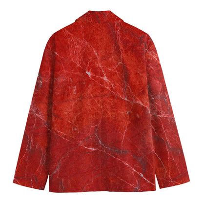 Red Marble Print Men's Cotton Blazer