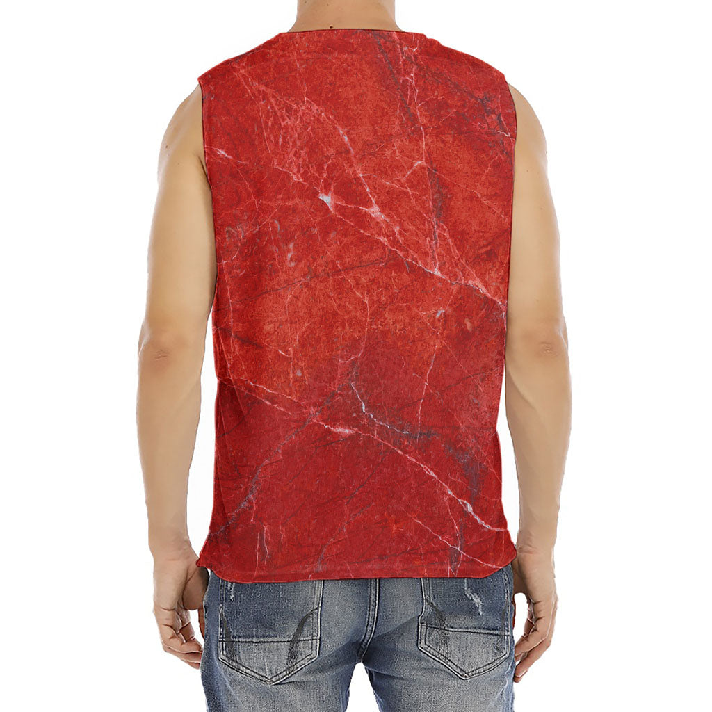 Red Marble Print Men's Fitness Tank Top
