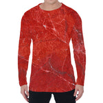Red Marble Print Men's Long Sleeve T-Shirt