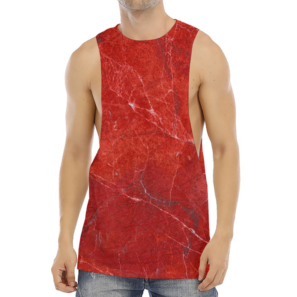 Red Marble Print Men's Muscle Tank Top