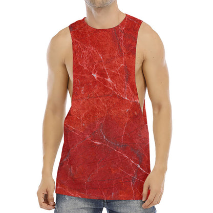 Red Marble Print Men's Muscle Tank Top