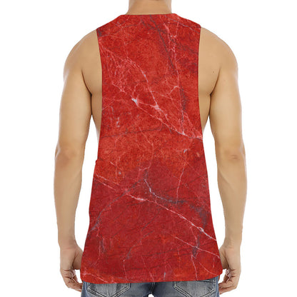 Red Marble Print Men's Muscle Tank Top