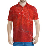 Red Marble Print Men's Polo Shirt