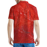 Red Marble Print Men's Polo Shirt