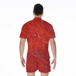 Red Marble Print Men's Rompers