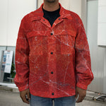 Red Marble Print Men's Shirt Jacket