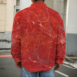 Red Marble Print Men's Shirt Jacket