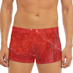 Red Marble Print Men's Short Boxer Briefs