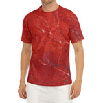 Red Marble Print Men's Short Sleeve Rash Guard
