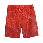 Red Marble Print Men's Sports Shorts