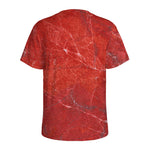 Red Marble Print Men's Sports T-Shirt