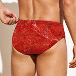 Red Marble Print Men's Swim Briefs