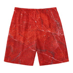 Red Marble Print Men's Swim Trunks
