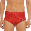 Red Marble Print Men's Triangle Swim Briefs