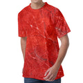 Red Marble Print Men's Velvet T-Shirt