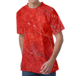 Red Marble Print Men's Velvet T-Shirt