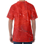Red Marble Print Men's Velvet T-Shirt