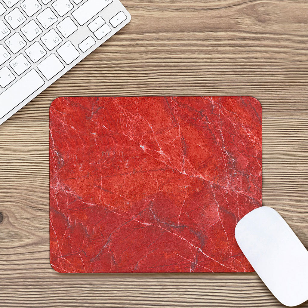 Red Marble Print Mouse Pad