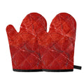 Red Marble Print Oven Mitts