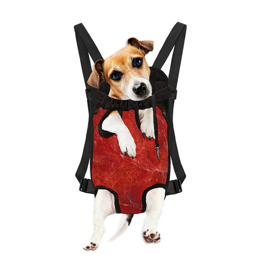 Red Marble Print Pet Carrier Backpack