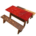 Red Marble Print Picnic Table Cover