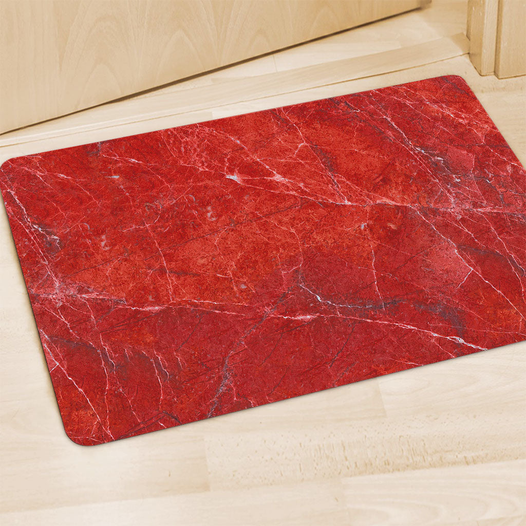 Red Marble Print Polyester Doormat