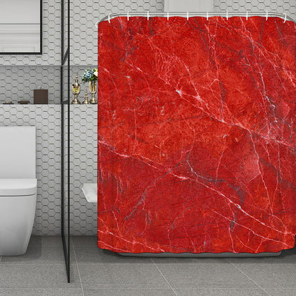 Red Marble Print Polyester Shower Curtain