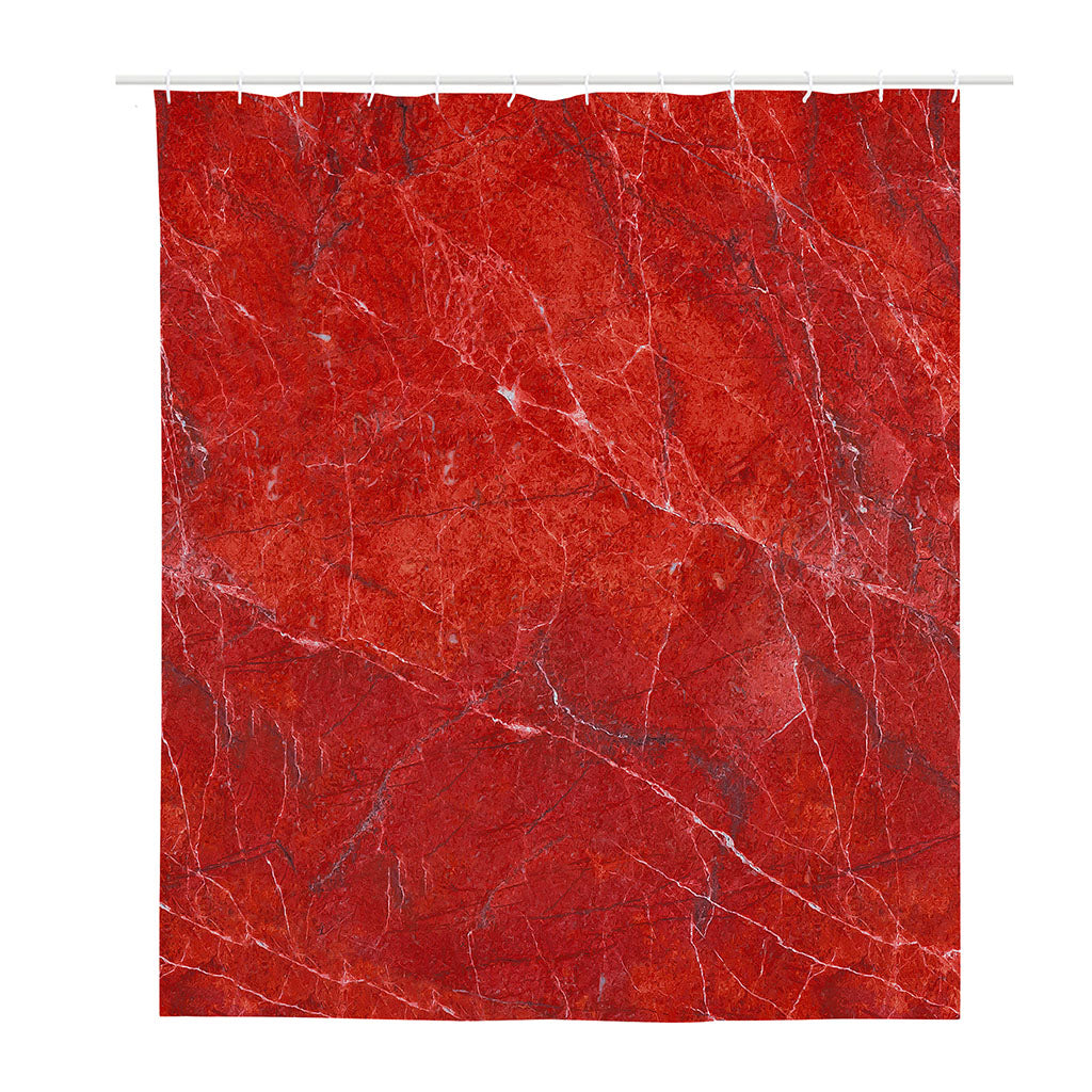 Red Marble Print Polyester Shower Curtain