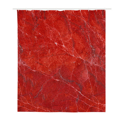 Red Marble Print Polyester Shower Curtain