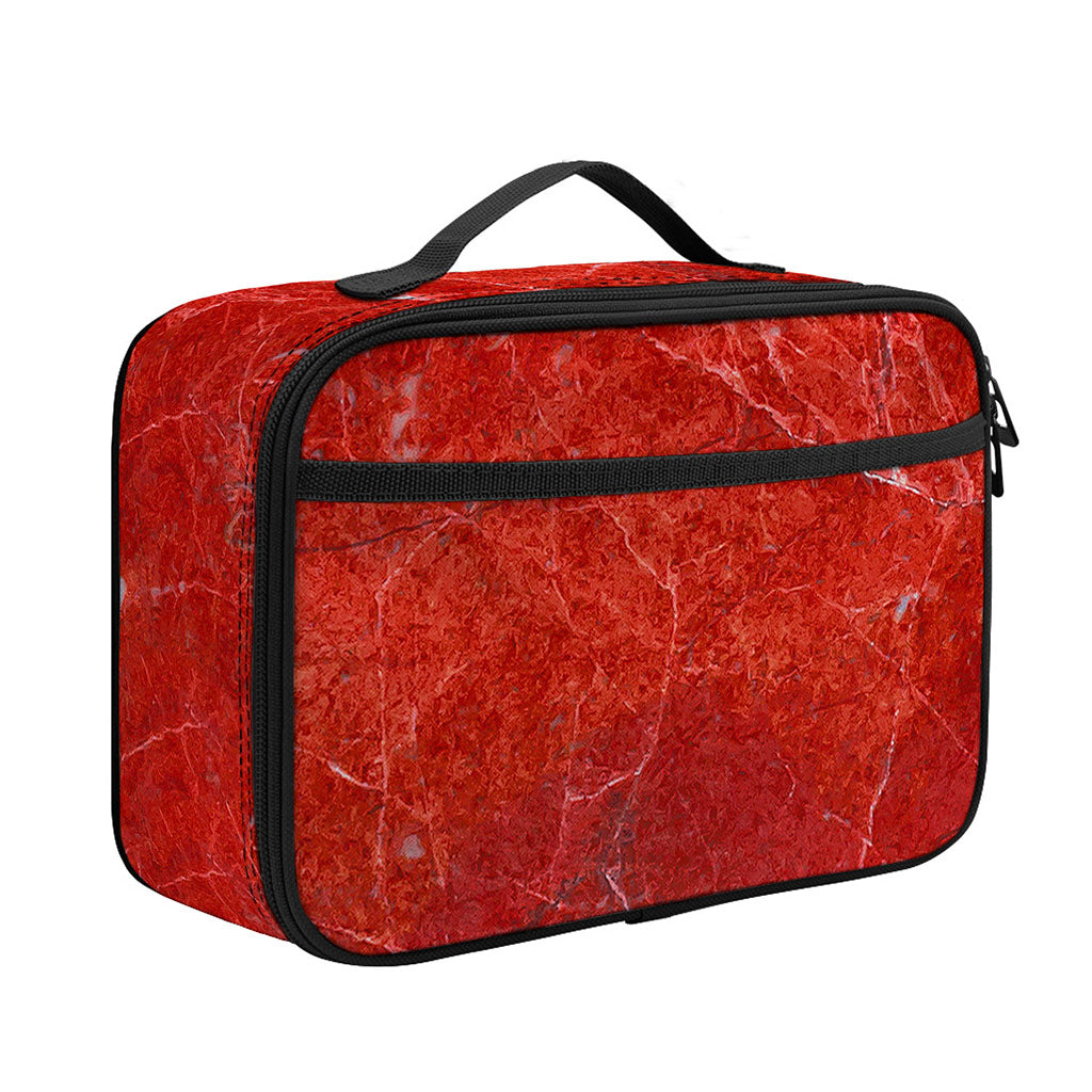 Red Marble Print Portable Lunch Bag