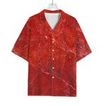 Red Marble Print Rayon Hawaiian Shirt