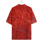 Red Marble Print Rayon Hawaiian Shirt