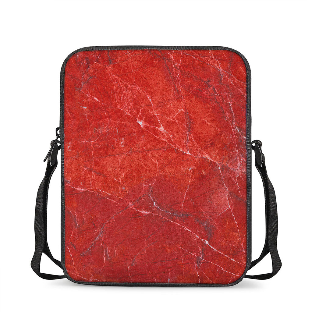 Red Marble Print Rectangular Crossbody Bag