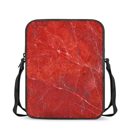 Red Marble Print Rectangular Crossbody Bag