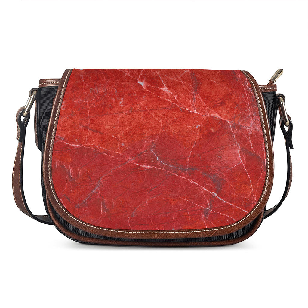Red Marble Print Saddle Bag